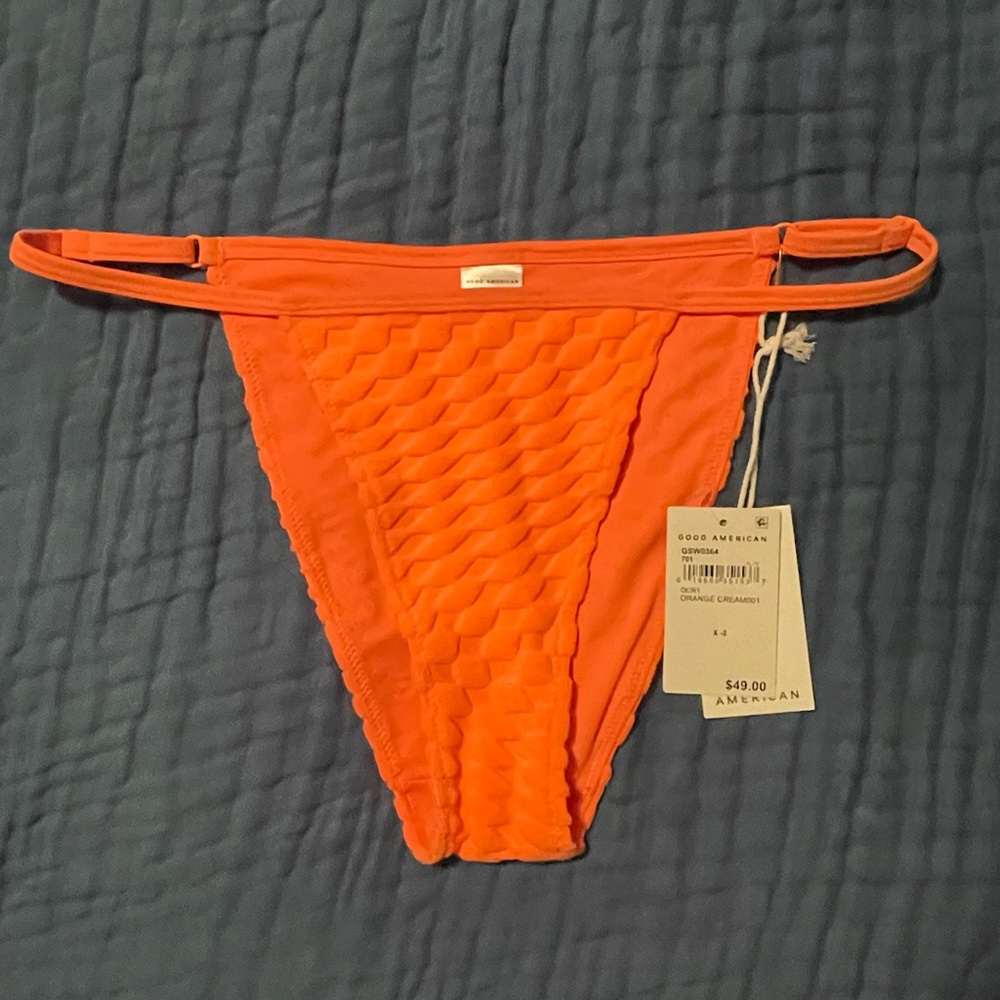 Good American Bright Orange Cream Bikini Bottom Medium